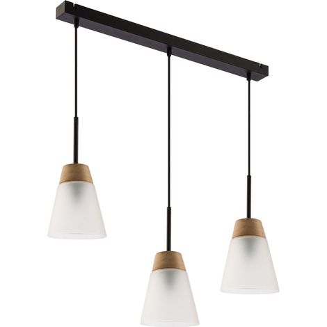 Lampada sospensione DOMINO Jupiter 3xE27 nera vetro opaco