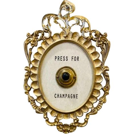 Sonnette décorative, anneau décoratif couleur champagne, 23 cm de haut x 14 cm de large, résine peinte or et blanc, neuve (1/5)