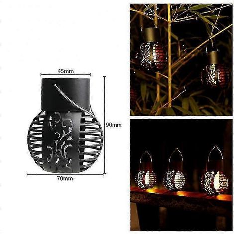 Lanterne suspendue LED solaire d'extérieur étanche à effet flamme vacillante (1/5)