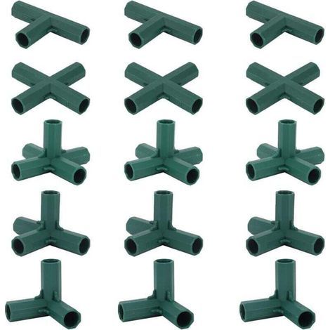 Lot de 15 Connecteurs De Cadre De Serre, Connecteurs d'angle pour Cadre De Jardin Tige d'hélice de 16 mm 4 Types de Support Stable Robuste pour Serre (1/4)