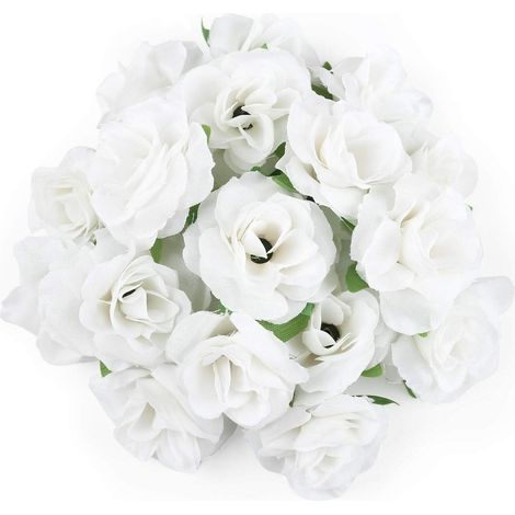 Blumenköpfe künstliche Rosen 50 4cm Weiß Hochzeit Deko Set 5 4 cm (1/5)
