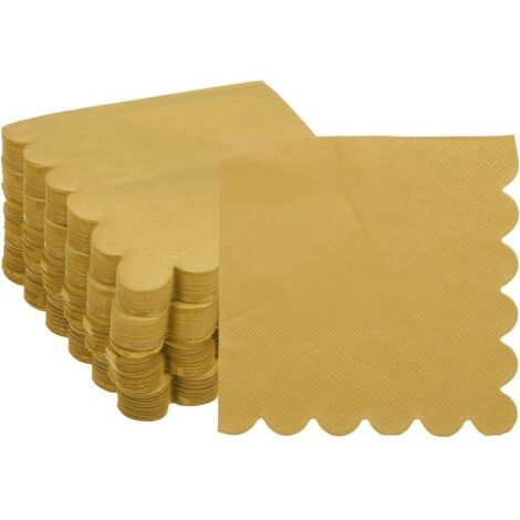 Cocktailservietten, 100er-Packung, goldfarben, 2-lagig, quadratisch, Einwegservietten, 25 x 25 cm, Papierservietten für Dinner, Hochzeit, Bar, Geburtstagsfeier und den täglichen Gebrauch