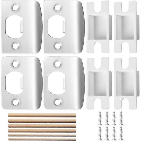 Lot de 4 plaques de gâche de porte - Kits de réparation de plaques de gâche de serrure de porte