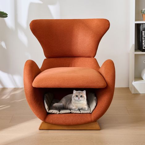 Fauteuil Lounge Designer Requin-Baleine – Refuge pour Chats & Petits Chiens, Tissu Anti-Griffes, Canapé Salon TV