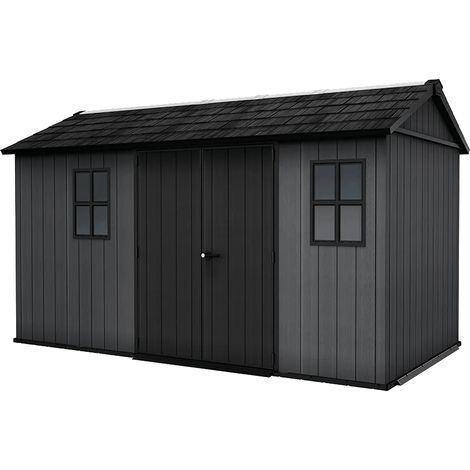 Keter Newton 1375 Gartenhaus - 230x413x246cm - Grau - natürlicher Holzlook (1/5)