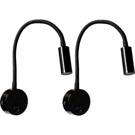 de 2 Lampe de Chevet Couleur noir en Aluminium, Lampe de Bureau Lumière Blanche Chaude Protection Yeux, 3W Lampe de Lecture Murale LED avec Interrupteur (1/5)