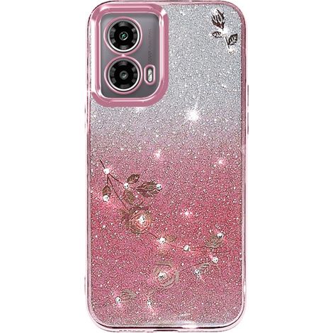 Custodia per Motorola Moto G24 / G24 Power / G04, fiore glitterato, rosa oro rosa (1/3)