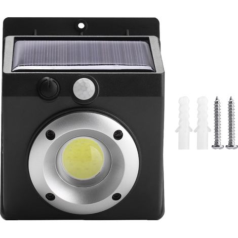 Applique murale LED solaire étanche avec capteur de présence humaine, lampe murale COB pour allées et routes (1/4)