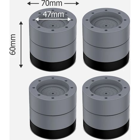 (4 pièces, gris, 60 mm) Patins amortisseurs, pieds pour machine à laver, base antidérapante (1/5)