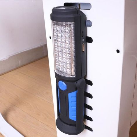 Lampe de Poche Torche Rechargeable USB 36 LED Noir et Bleu - ABS - 5LED (1/4)