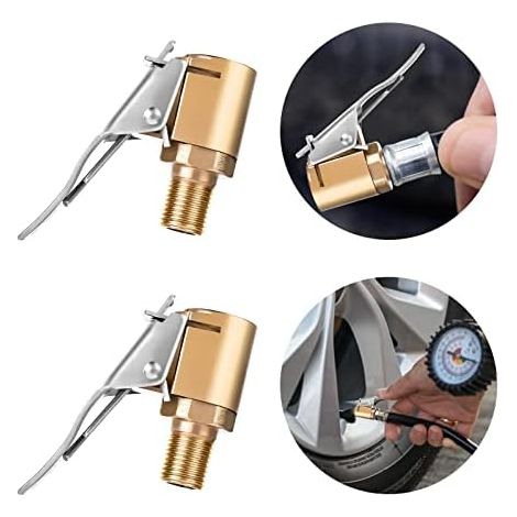 Mandrin pneumatique avec Clip Adaptateur, 2 Jeux de gonfleur Pneu connecteur barbelé pour réparation Tuyau Valve mandrin à air débit Ouvert 1/4" sans Fuite Adaptateur (A) -