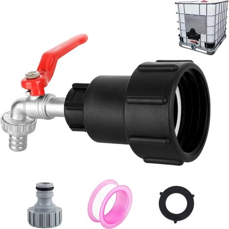 Robinet Cuve IBC S60x6 - 1 Unité - Laiton et Alliage - Vanne à Bille 1/2 Pouce - Jardin et Industrie - Doré