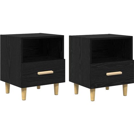 Maison Exclusive - Armadio da Notte con cassetto 2 pcs Rovere Nero 40 x 35 x 47 cm
