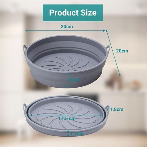 Stampo in silicone per friggitrice ad aria, 2 pezzi, accessorio riutilizzabile per friggitrice ad aria, cestello per friggitrice ad aria calda, rivestimento piatto e rotondo pieghevole per friggitrice (1/4)