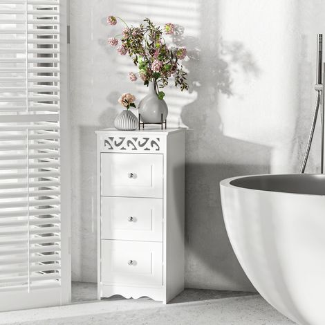Mobile contenitore bianco con 3 cassetti per cucina, sala da pranzo, soggiorno, camera da letto, 29,8x29,8x68,5 cm