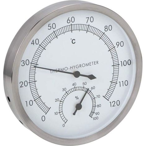 Thermometer und Hygrometer – Geeignet für Dampfbäder und Saunen – Edelstahl – Durchmesser 12,5 cm (1/5)
