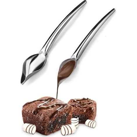 Dekolöffel Schokoladenlöffel aus Edelstahl Dekorationslöffel Zuckerguss-Dekor für Kuchen Servierlöffel Dessertlöffel Dekorativer Löffel für Kuchen Dekor Gebäck Werkzeuge Zubehör