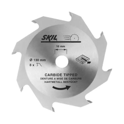SKIL Hartmetall Sägeblatt 130mm 8 Zähne, Werkzeugaufnahme 16mm