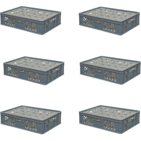 BRB 6x boîte en verre 600x400 mm 24 lunettes jusqu’à 122 mm de hauteur/diamètre 87 mm, gris