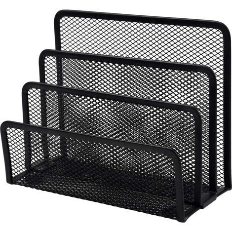 Porte-lettre de bureau en métal noir, collecteur de catalogues à 3 compartiments, petit organiseur de courrier pour bureau (1/5)