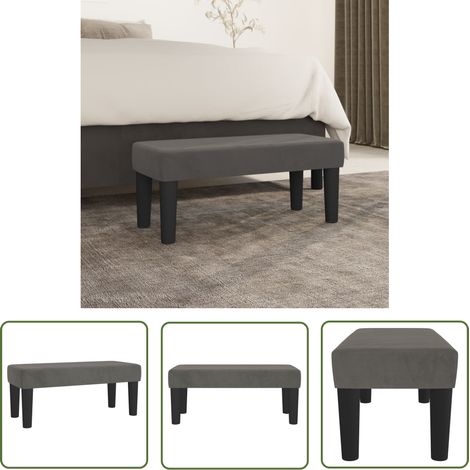 The Living Store Banc Gris foncé 70x30x30 cm Velours - Banc Design - Banc Moderne - Banc Velours - Banc Entrée - Meuble Rangement (1/5)