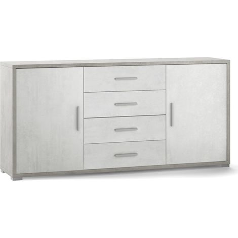 Sideboard mit zwei Türen und vier Schubladen White Cement 174x41x h84 cm