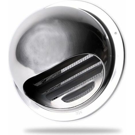 Grille Ventilation 100 mm Grille Aeration Inox Haute Qualité Grille Aération Extérieur Avec Moustiquaire Protège la Façade et Empêche l'entrée d'air Froid/Grille Inox (1/4)