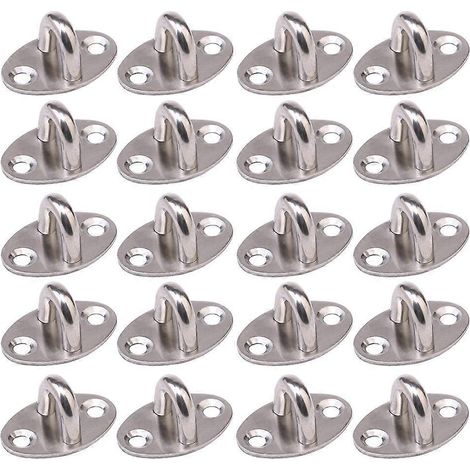 Lot de 20 crochets en acier inoxydable renforcés avec anneau de traction fixe pour rangement-3.90X2.60X0.20CM-Silver (1/3)