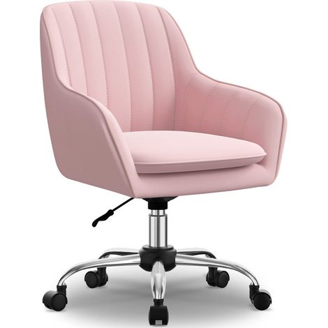 Authmic-Chaise de Bureau à roulettes réglable, Fauteuil de Bureau,Chaise de Bureau Ergonomique, Siège Pivotant, Réglable en Hauteur, Capacité 150 kg,velours, pour Bureau, Chambre,rose