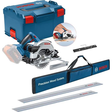 Bosch 18v GKS 18V-57 G 165mm Cordless Circular Saw - 2x1400mm Guide Rails + Bag (1/5)