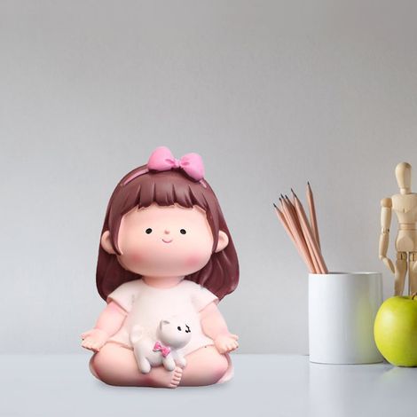 Figurine de fille faisant du yoga, dessin animé mignon et tendance, décoration pour voiture type C (1/5)