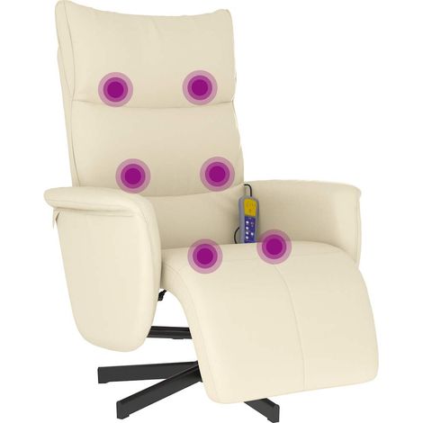 Maison Exclusive - Massagesessel mit Fußteil Creme Kunstleder (1/5)
