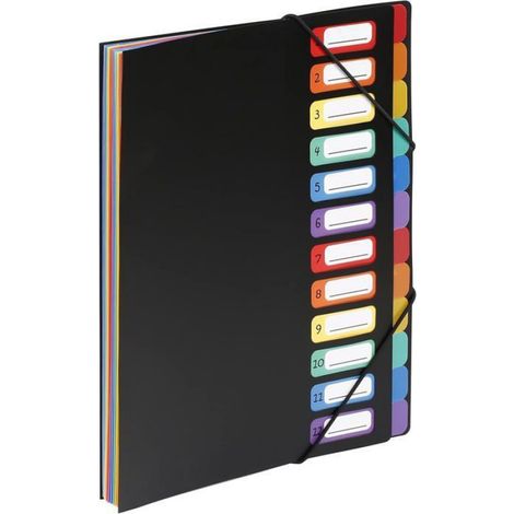 Trieur accordéon 12 compartiments - Pochette extensible pour classer et transporter des documents - Rangement papier format (1/5)