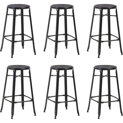 Tabourets de bar lot de 6 noir acier