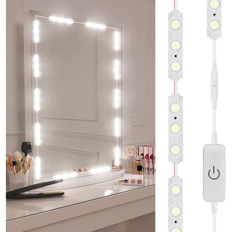 LED Miroir grossissant Lumineux, 5 Dimmables Miroir Maquillage,10W Miroir Maquillage Hollywood Eclairé, Miroir Lumineux avec Ampoules 45 LED, Miroir Murales (1/5)