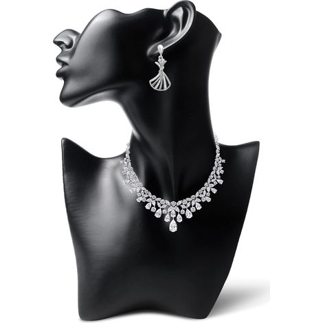 Présentoir à bijoux, collier, mannequin de vitrine - Buste - Présentoir à bijoux - Pour colliers, boucles d'oreilles - Noir (1/5)