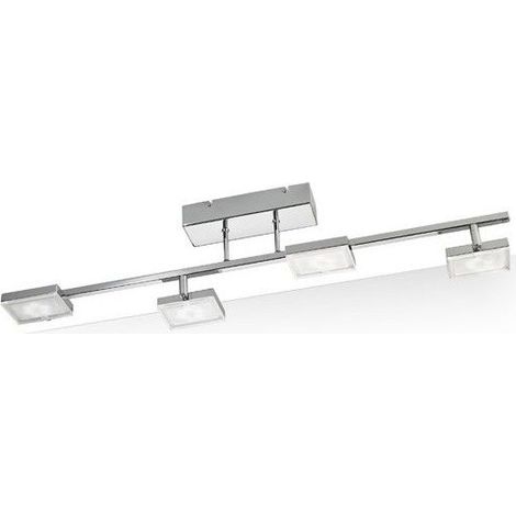 Plafón LED SMD "Run" de cuatro focos (18W 3000K 1400lm) IP20 fabricado en acero color cromo pulido