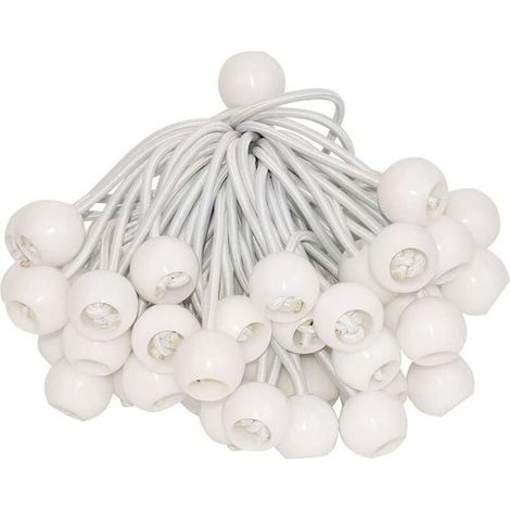 50 Pcs Tendeur à Boule Élastique, Tendeur de Bâche pour Pavillon, Camping, Tente Cordons, Rideaux Harnais d’Extension, 15cm, (1/4)