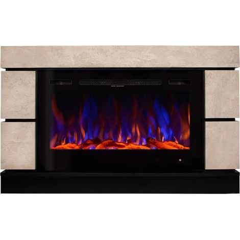Cheminée électrique Harmony & Adeli 1500 W – 3 couleurs de flamme – Surface chauffée jusqu’à 25 m² – Télécommande incluse