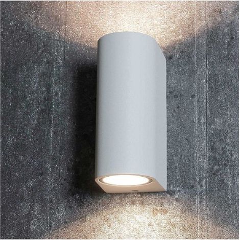 Trade Shop - Applique Da Esterno Cilindro Up&down Lampada Da Parete Giardino 2xgu10 Ip65 Es14 -      Blanco (1/3)