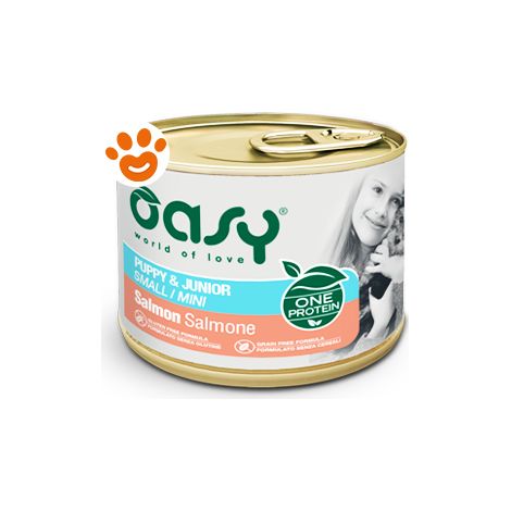 Oasy Dog One Protein Puppy Junior Small Mini Salmone - Oasy Dog One Protein Puppy Junior Small Mini Salmone - Lattina Da 200 Gr