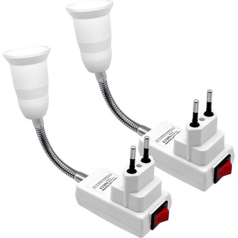 E27 Wandlampenfassung mit Schalter, 360° drehbarer Wandstecker, Lampenfuß ohne Schirm, Adapter-Lampenhalter für Leselampe, Küchenleuchte (2 Stück) (1/5)