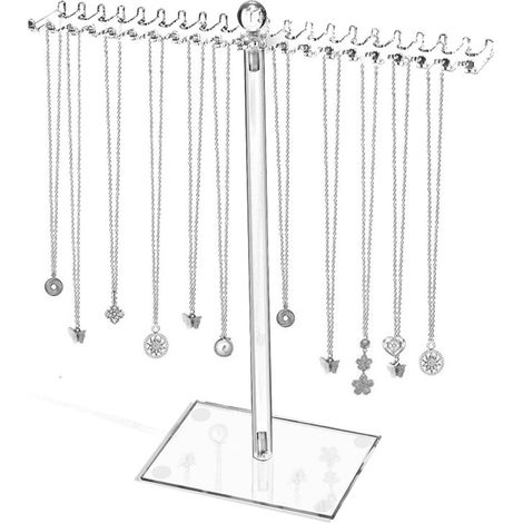 Présentoir à bijoux en acrylique, présentoir à bracelets en acrylique, Support d’affichage de bijoux, Support de collier transparent, organisateur de collier avec 42 crochets pour boucles (1/5)