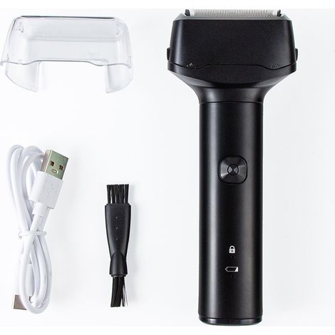 rasoir electriques hommes-Rasoir électrique à grille pour homme – Mini-rasoir avec écran LED et 3 lames flottantes – Étanche IPX7 (utilisation à sec ou sous l'eau) – Verrouillage de voyage – Tondeuse