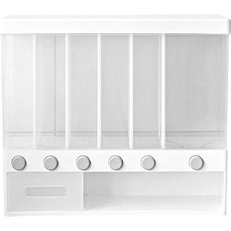 Dispensador mural dividido de 10 litros para arroz y cereales, caja de almacenamiento transparente y hermética con 6 compartimentos para alimentos, ideal para cocinar y almacenar granos. (1/5)