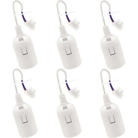6 PCS Douille de Lampe E27 Support d'ampoule E27 rénovation Douille Blanc Douille de Bâtiment avec Câble Douille de Chantier 4A 250V Base de Lumière Douille de Suspension (1/4)