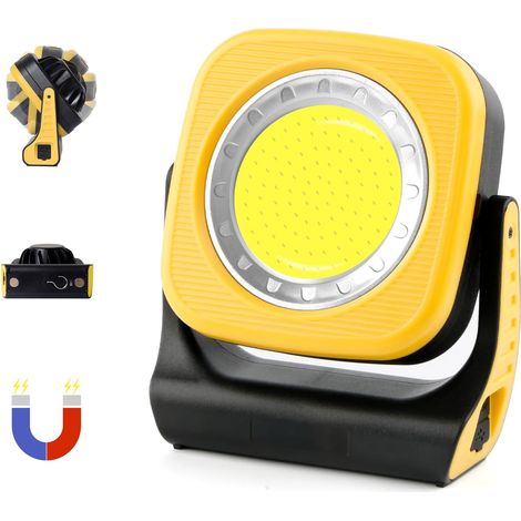 Lampe de travail COB rechargeable à fixation magnétique, longue autonomie LED 2 Modes, Orientable, 5000 mAh, 3000 LM, étanche, adaptée à la réparation automobile et aux chantiers (1/5)