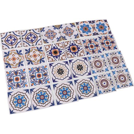 Lot de 24 stickers carrelage pour crédence de cuisine, imperméables, en PVC résistant à l'huile, 15 x 15 cm, décoration intérieure (1/5)