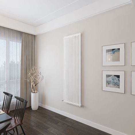 AICA 1800x560mm 2 Column Vertical White Radiator Central Heating Cast Iron Style (1/4)