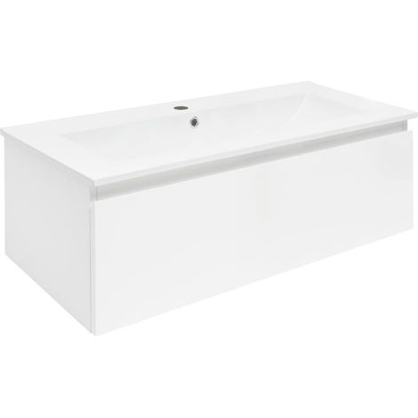 Ensemble meuble avec vasque - SAT - B-WAY 1 - 99x30x45 avec vasque céramique - Blanc